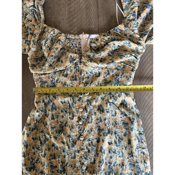 Hello Molly Love First Bell Sleeve Mini Dress in Orange/Sage Floral size Small​ - Picture 11 of 15
